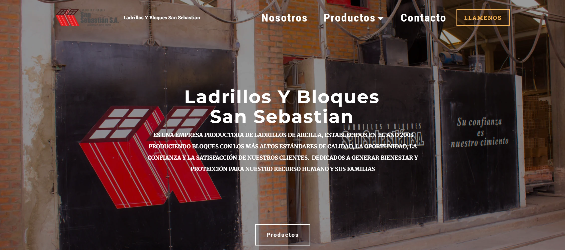 Sitio web San Sebastián - fabricación de bloques de arcilla desarrollado por Cabal