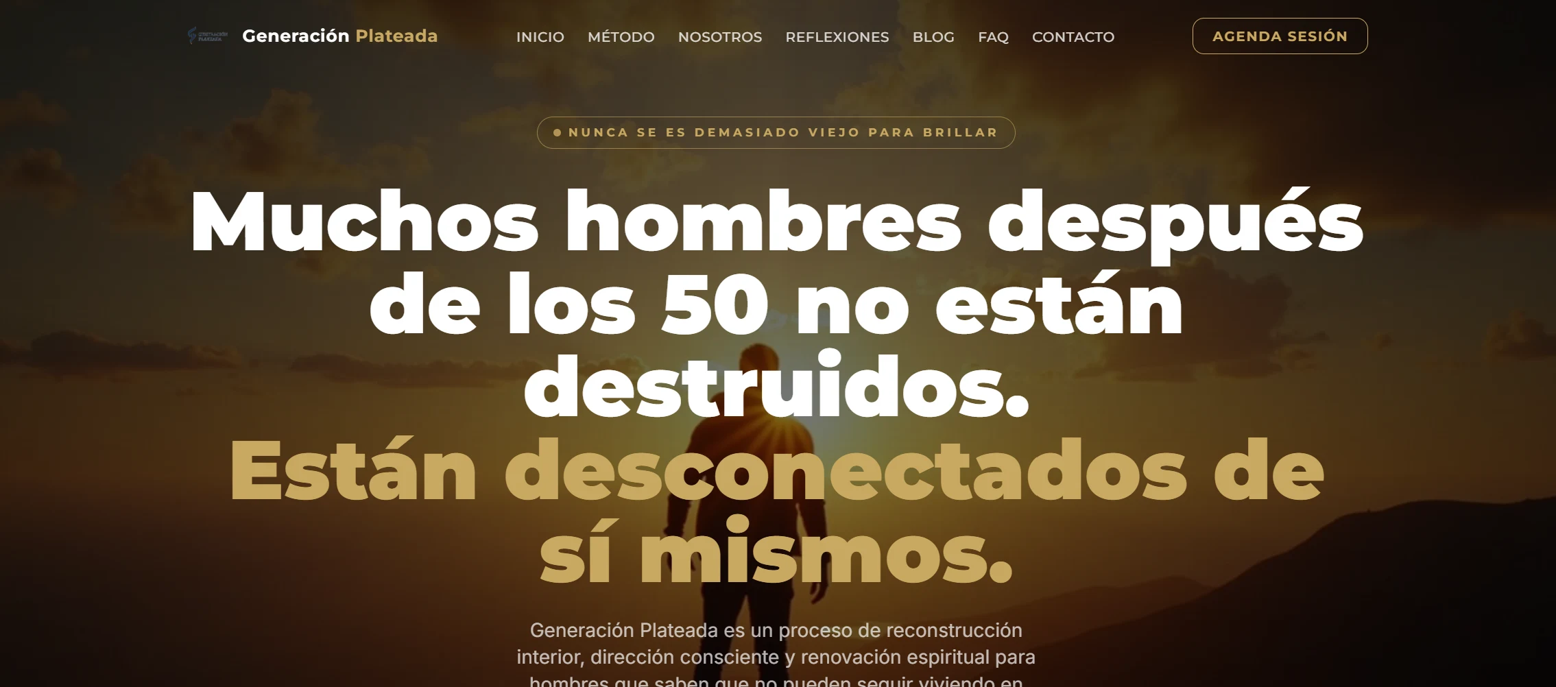 Sitio web Generación Plateada - coaching para hombres +50 desarrollado por Cabal