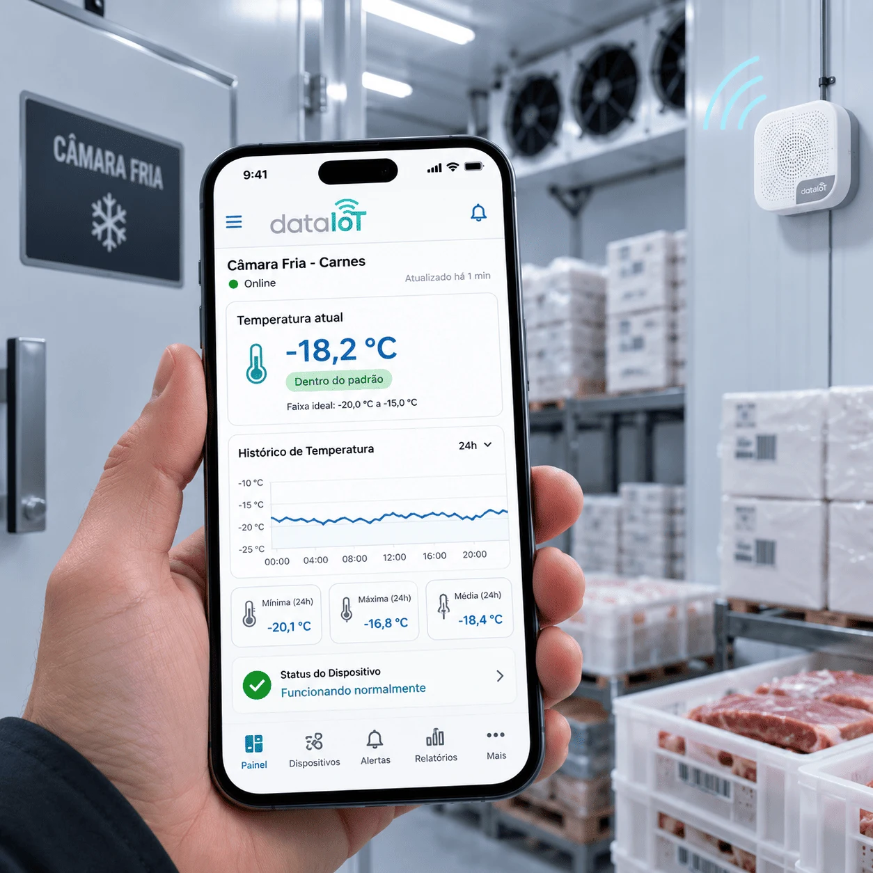 Dashboard Data IoT para monitoramento remoto de temperatura