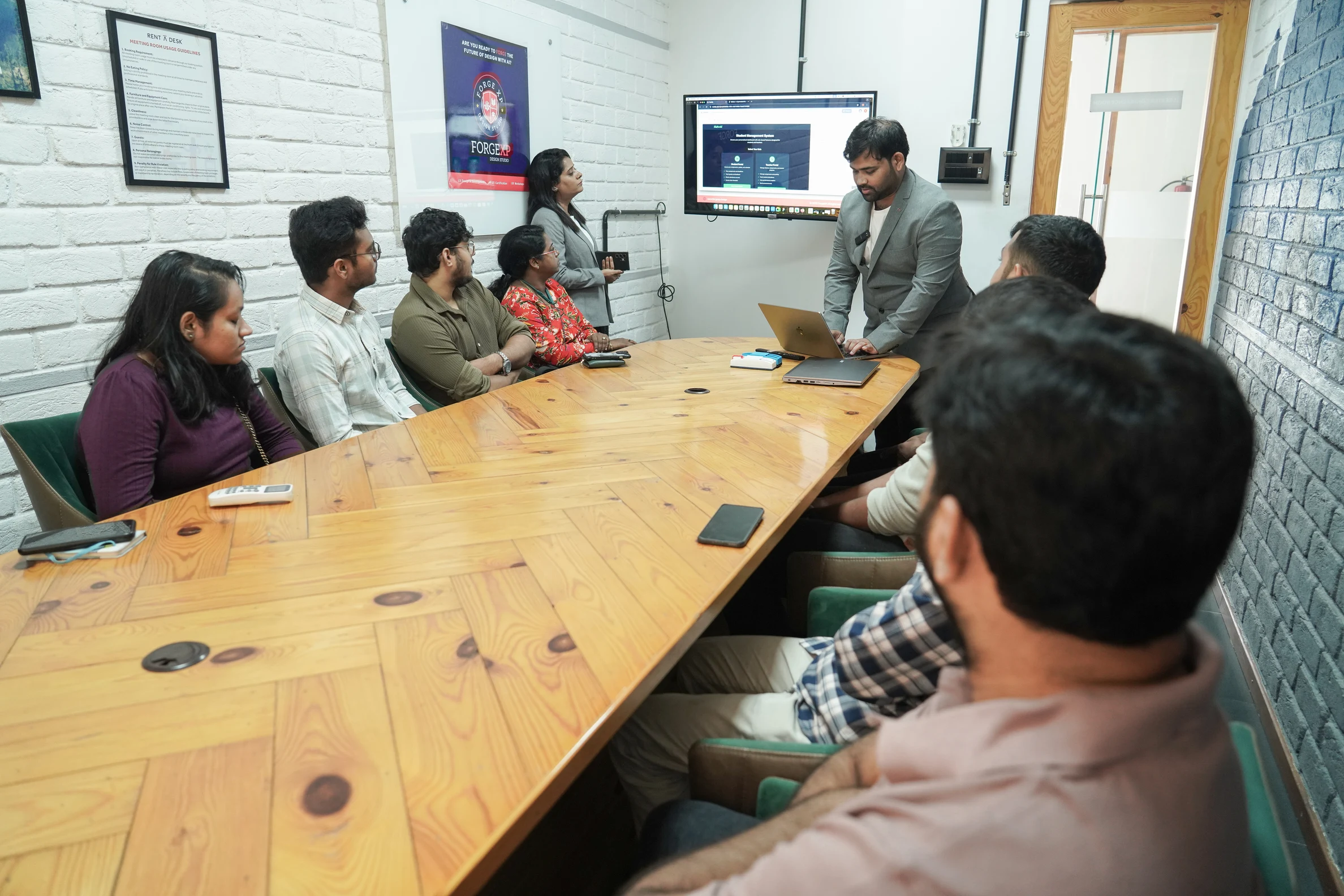 UX workshop with designers around a table