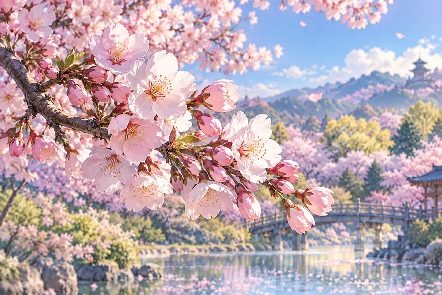 桜の景色のイラスト
