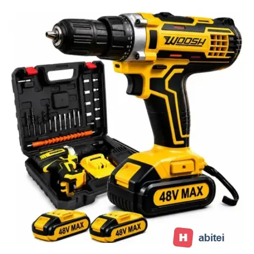 Parafusadeira Furadeira Impacto Sem Fio 2 Baterias Recarregável 48v Bivolt Velocidade Ajustavel Com Travas Mandril Resistente Woosh
