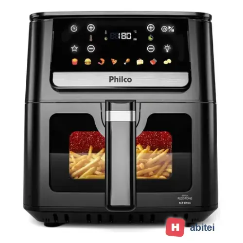 Air Fryer Philco 6,5L Visor Glass e Redstone 1700W PAF65A