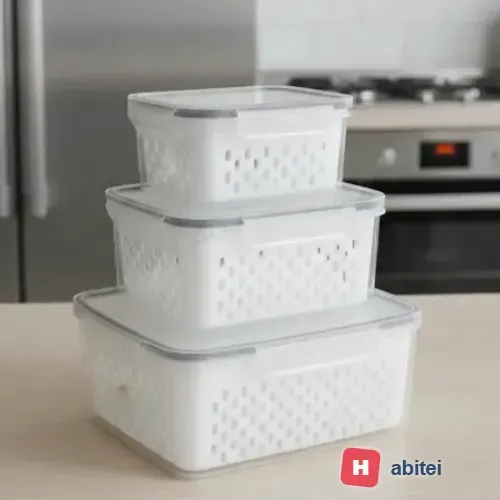 Kit 3 Potes Herméticos Caixa Organizadora Com Cesto Escorredor Para Legumes Frutas Verdura Kilate Store