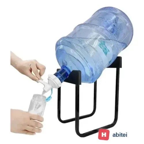 Suporte Metálico Para Galão 3 A 20 Litros 1 Válvula Torneira Preto
