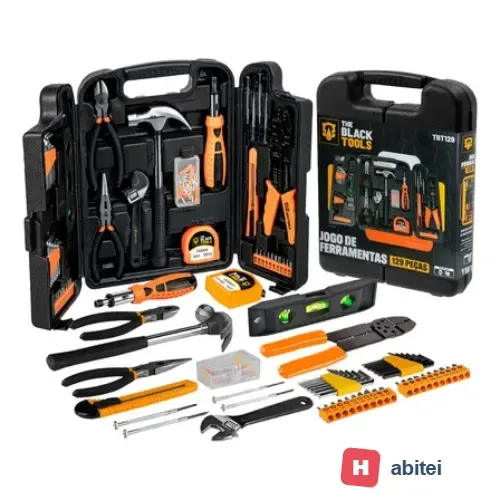 Jogo Kit Caixa Ferramentas 129 Pçs Estojo Plastico Maleta Preto