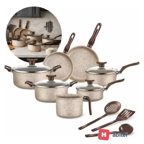 Conjunto de panelas antiaderente 10 peças Coffee cappuccino Imperial