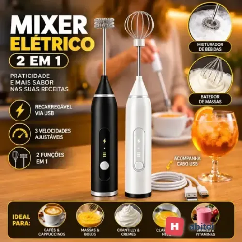 Mini Mixer Misturador De Bebidas Elétrico 2 Em 1 Portátil Recarregável Mexedor De Ovos Leite Whey Café Espuma Shake Drinks Capuccino Suco Blackbom