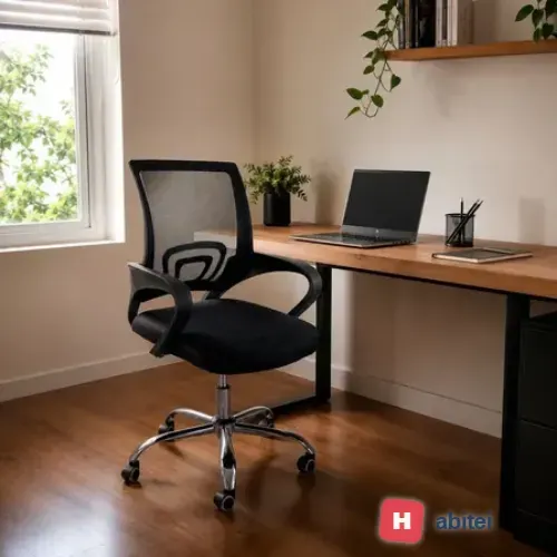 Cadeira De Escritorio Begonia Tela Mesh Ergonomica Giratoria Preto Espuma