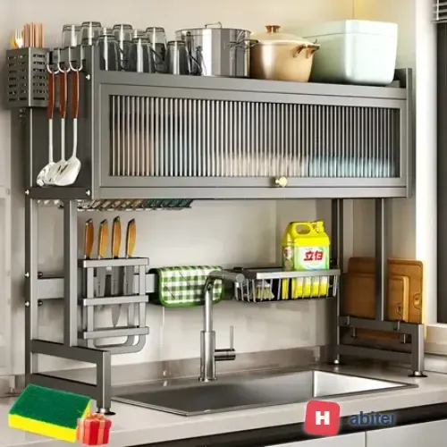 Escorredor De Pratos Louça Preto Cozinha Suspensa 65cm 18pçs Preto