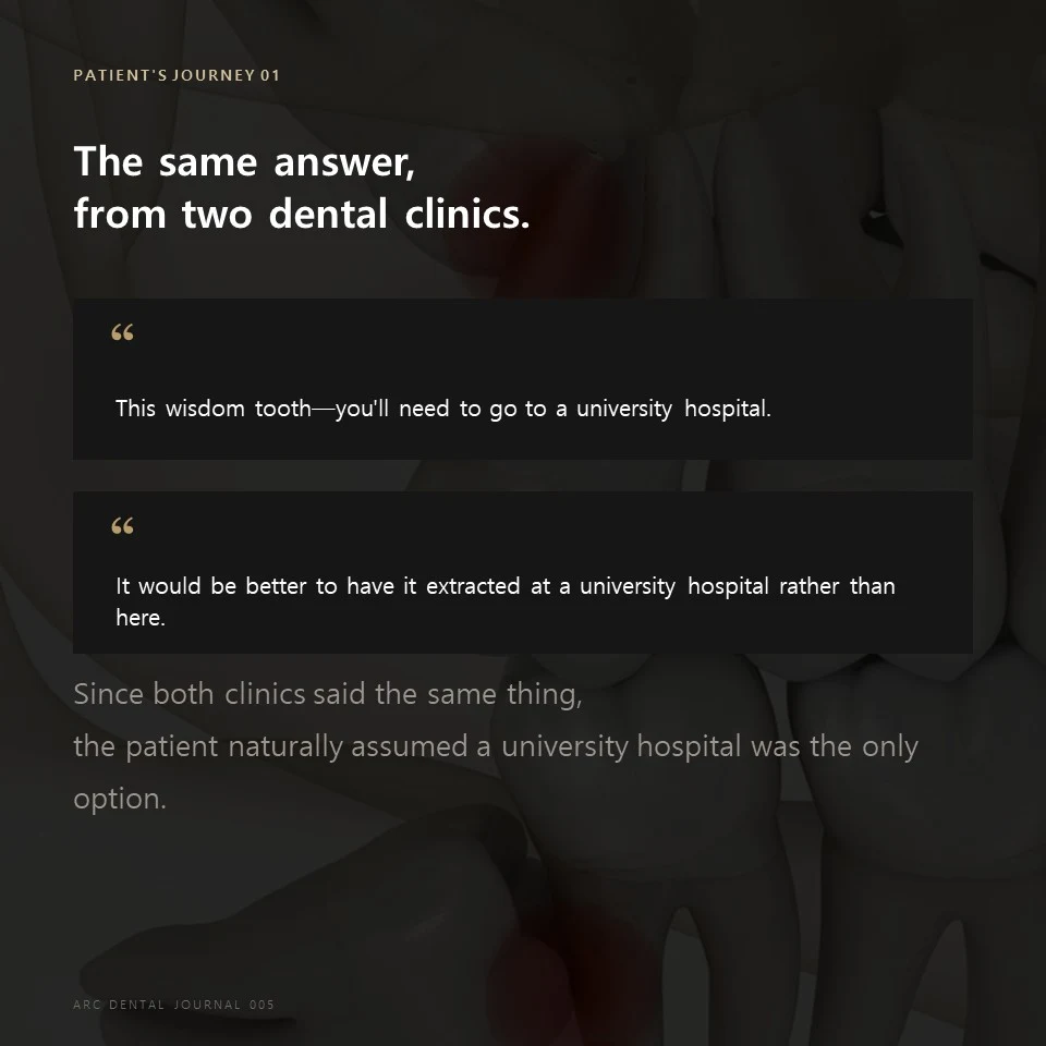 Patient's Journey 01 - The same answer from two dental clinics