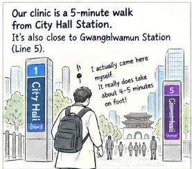 Seoul City Hall Station dental clinic within a five-minute walk A five-minute walk from Seoul City Hall Station - ARC Dental near Gwanghwamun