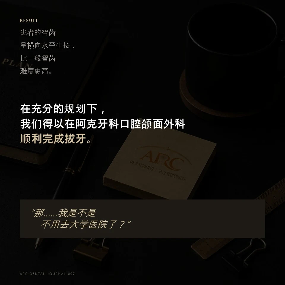 结果 - 在充分的规划下，我们得以在阿克牙科口腔颌面外科顺利完成拔牙