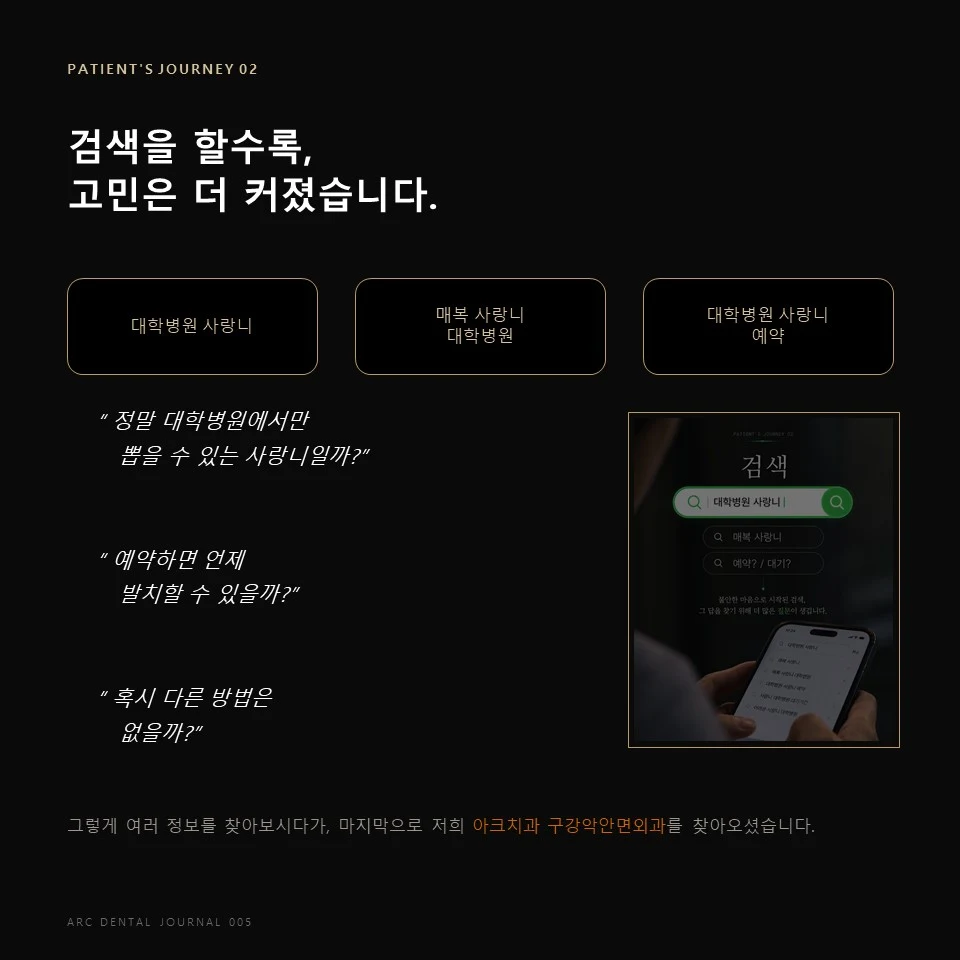 대학병원 사랑니 검색하는 환자의 불안