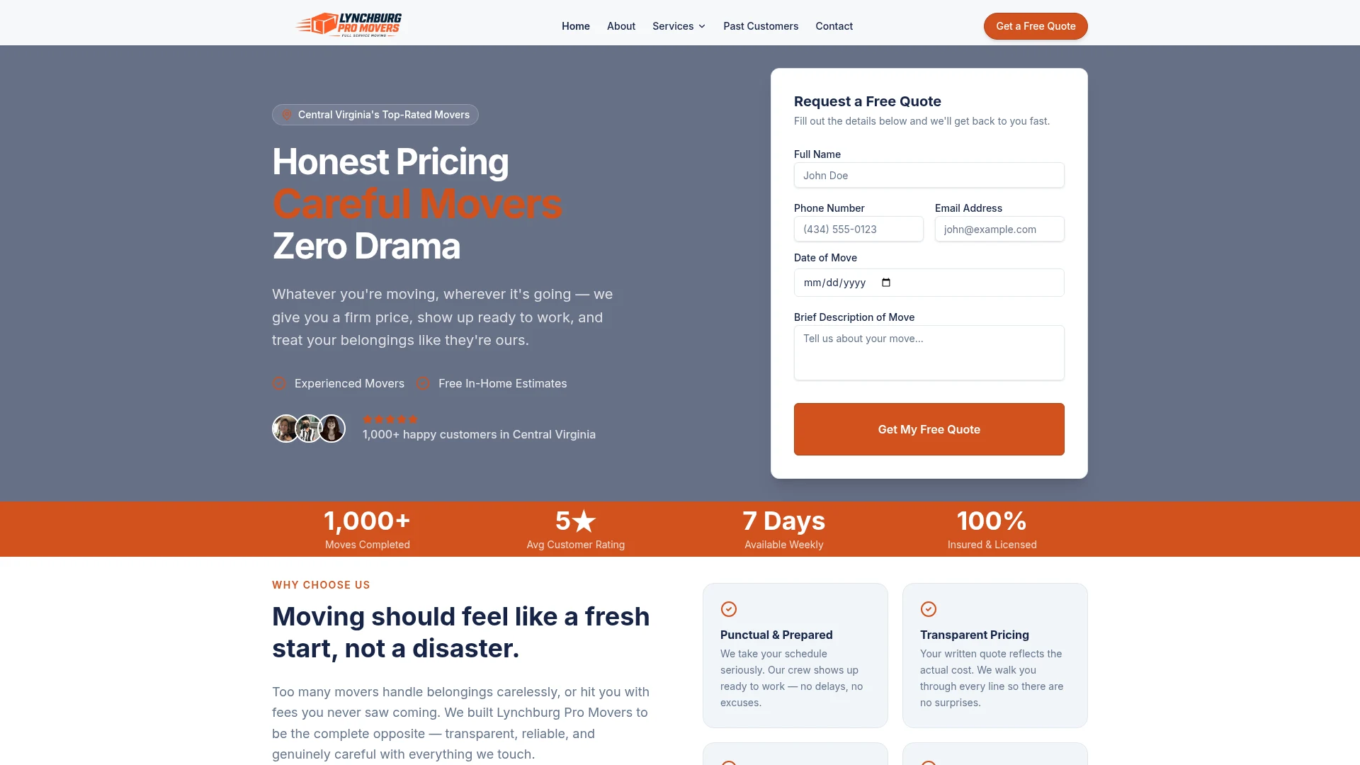 Lynchburg Pro Movers website design