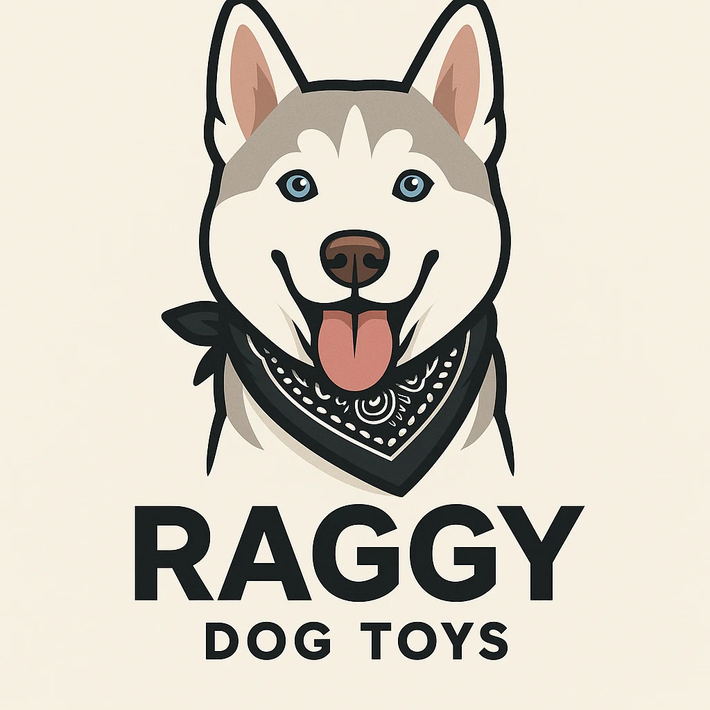 Raggy Dog Toys brand logo with husky mascot illustration