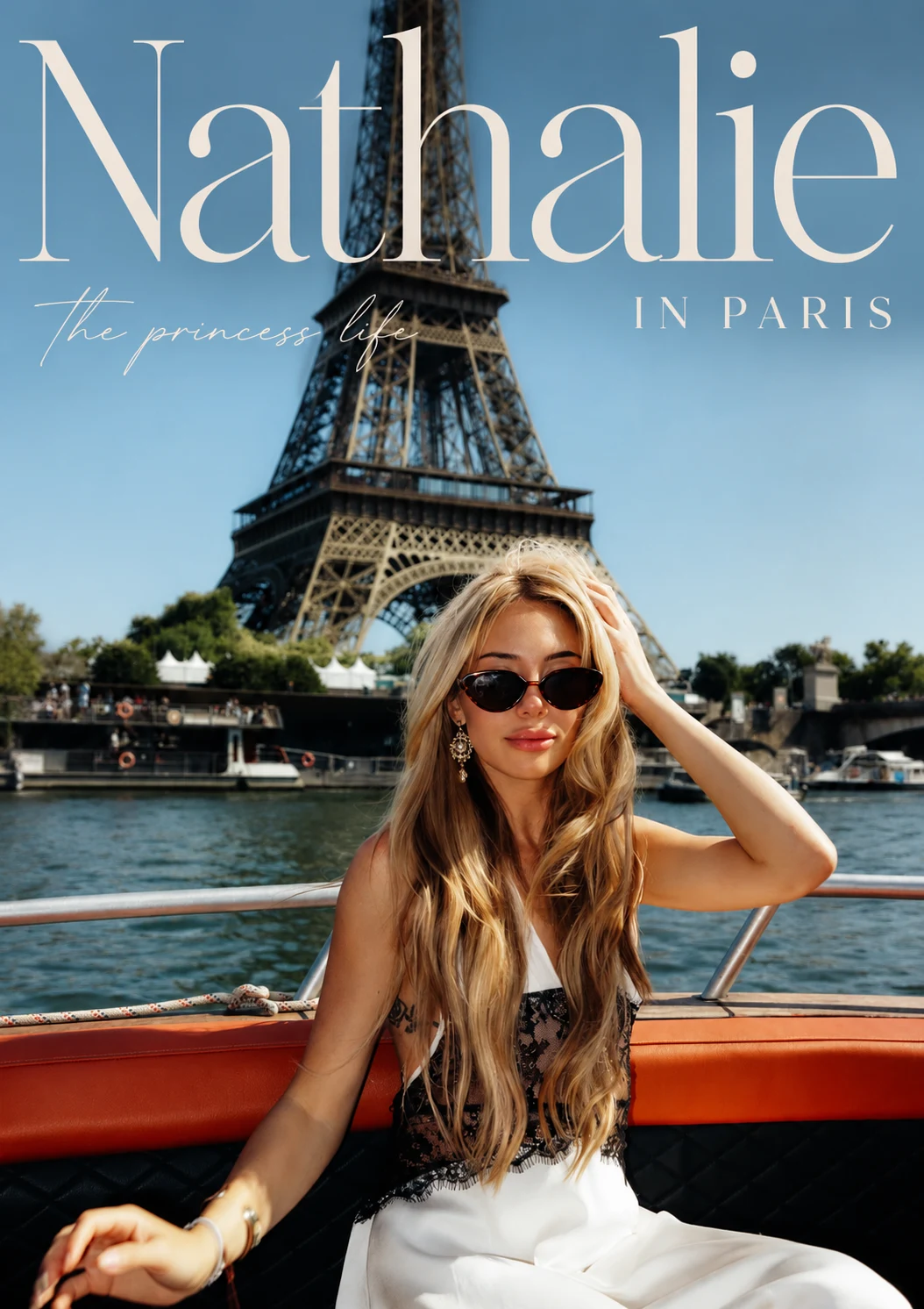 Nathalie in Paris magazine-style cover