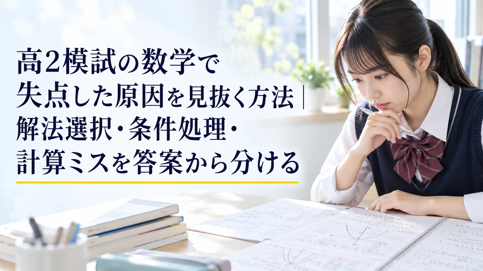 高2模試の数学で失点した原因を見抜く方法|解法選択・条件処理・計算ミスを答案から分ける