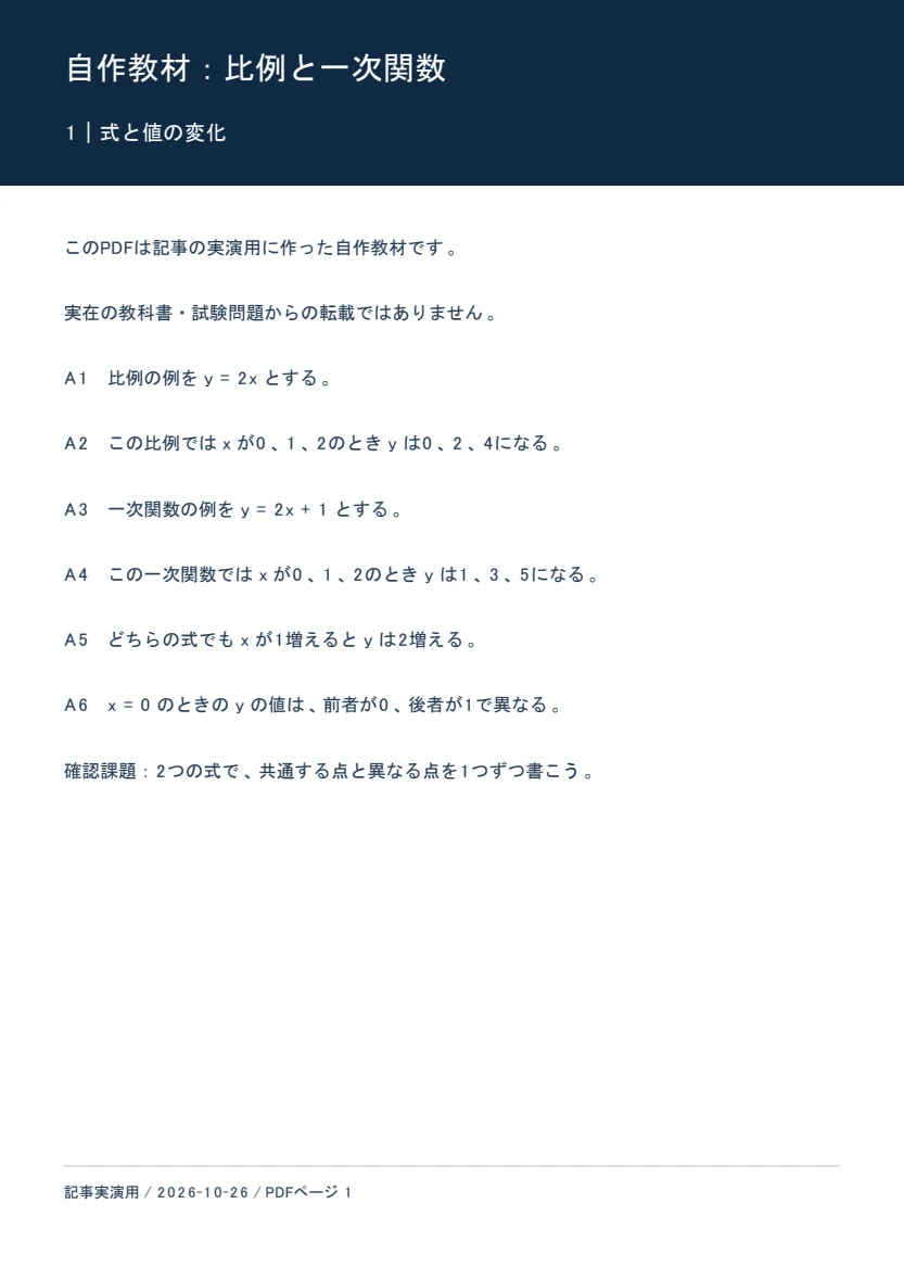 自作教材PDF 1ページ目（A1〜A6）