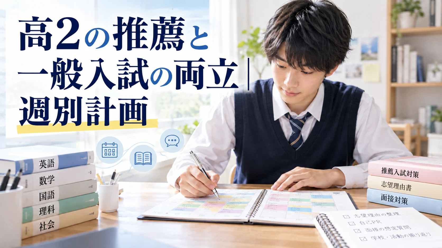 高2の推薦と一般入試の両立|週別計画
